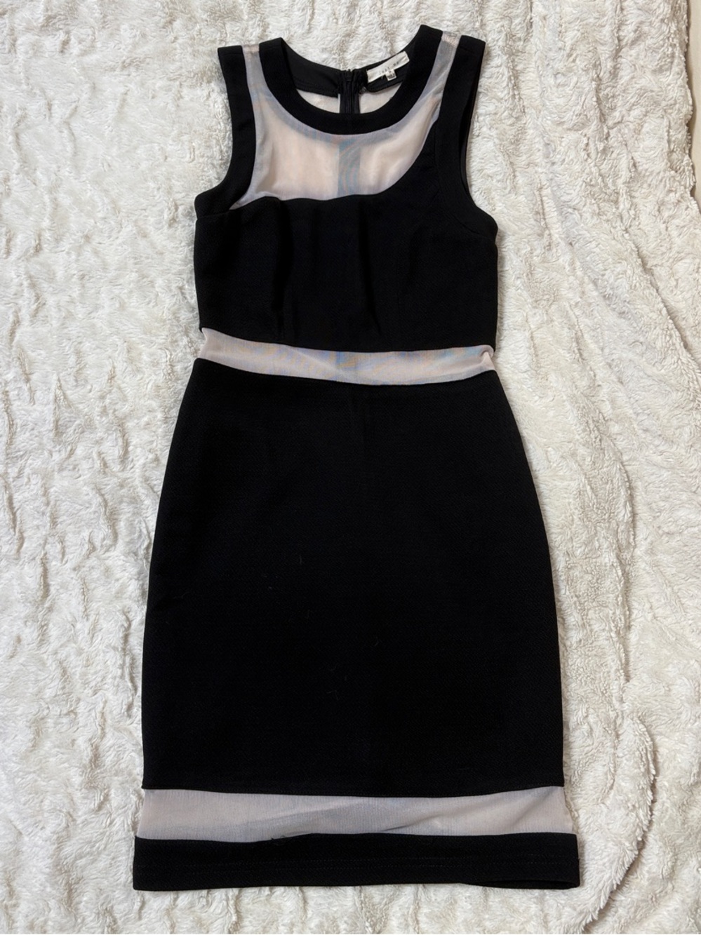 Women's Black Mesh-Accent Sheath Dress